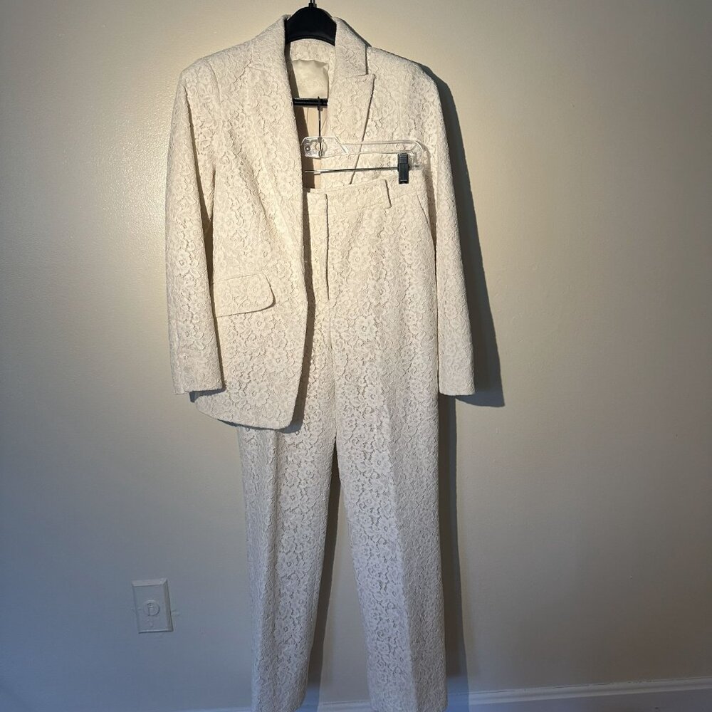 Anthropologie BHLDN Burton Suit Jacket White Lace Size 0 - Picture 11 of 11
